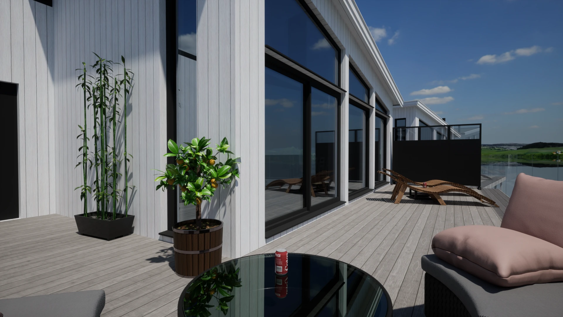 Illustrasjon av terrasse på Krågenes.